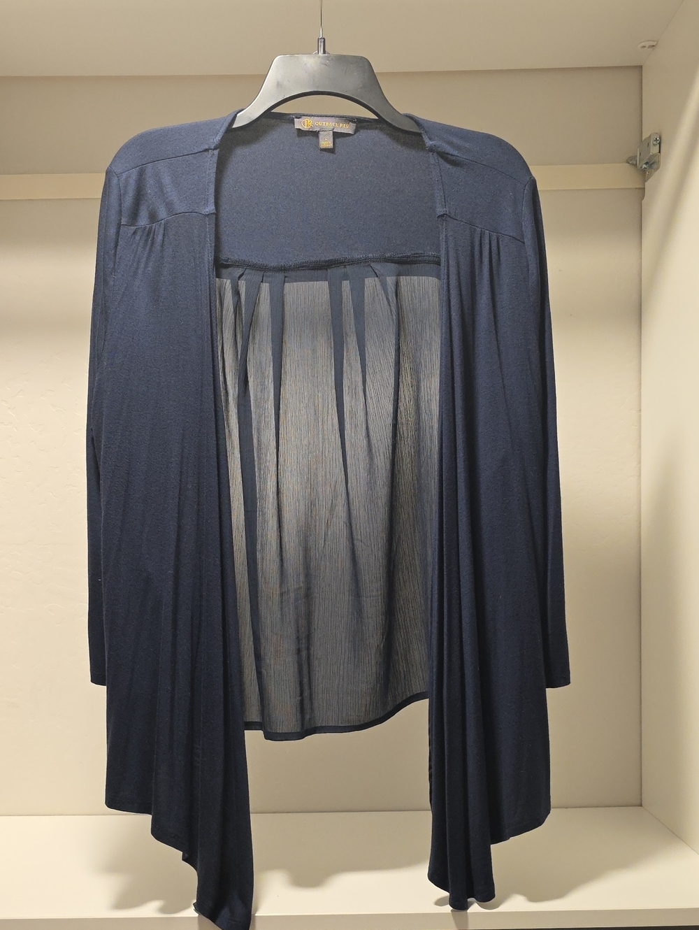 Outback Red Navy Draped Open-Front Cardigan